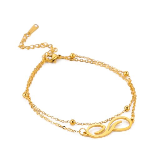 YUGSHNKFC Damen Unendlichkeiten Armband Edelstahl Doppelschicht Komfortable Modische Und Tragbare Schmuck Statement Teile Doppelschicht Armband/Fußkettchen von YUGSHNKFC