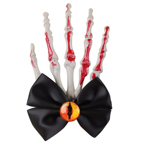 YUGSHNKFC Einzigartige Haarspange mit Schleife, blutige Seitenklammer, Skelettklaue, blutige Schleife, Halloween, Haarstyling, Foto-Requisiten von YUGSHNKFC