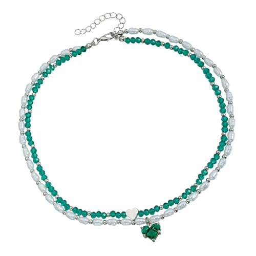 YUGSHNKFC Einzigartige Unregelmäßige Perlen Halskette Und Herzcharme Schicht Ohrringe Set Für Alltägliche Eleganzen Geschenkbereitschaft Perlen Halskette Set von YUGSHNKFC
