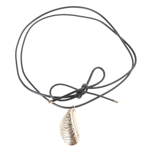 YUGSHNKFC Elegante, unregelmäßige gestreifte Wassertropfen-Anhänger Halskette mit verstellbarer Kette, Choker-Charm-Halsketten für modische Frauen, Metall von YUGSHNKFC