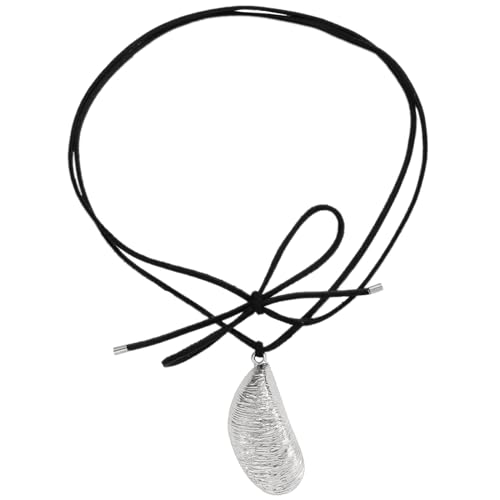 YUGSHNKFC Elegante, unregelmäßige gestreifte Wassertropfen-Anhänger Halskette mit verstellbarer Kette, Choker-Charm-Halsketten für modische Frauen, Metall von YUGSHNKFC