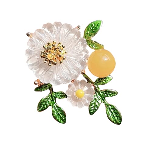 YUGSHNKFC Elegante Brosche in Blumenform für Damen, grünes Blatt, Blumenmuster, Anstecknadel, Accessoire, Schmuck für Jacken, Rucksäcke, Schals, Hüte von YUGSHNKFC