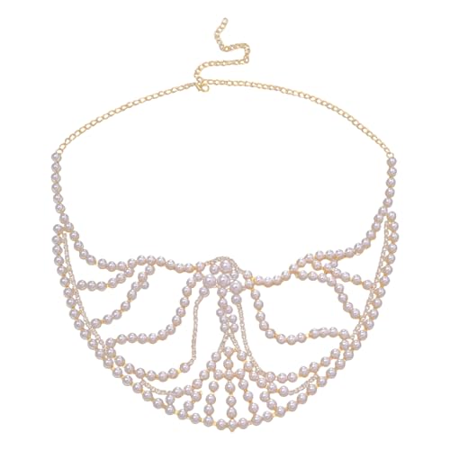 YUGSHNKFC Elegante Halbmaske Perlen Face Accessoire Cosplay Gesichtskette Imitieren Perlen Unisex Modeschmuck Für Partykleidung von YUGSHNKFC