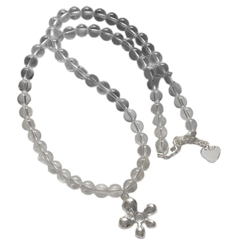 YUGSHNKFC Elegante Halskette mit Blumen-Kristallperlen für Damen, verstellbare Kette, bequeme Halsband, Charm-Accessoire von YUGSHNKFC