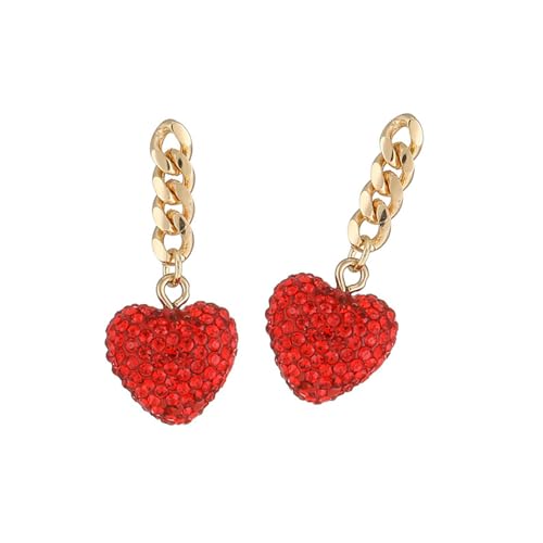 YUGSHNKFC Elegante Halskette mit Herz-Anhänger für Damen, mit dicker Kette, modische Herz-Tropfen-Ohrringe für verschiedene Anlässe, Metall von YUGSHNKFC