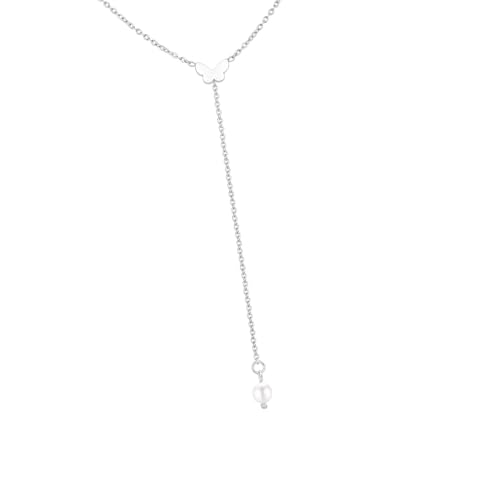 YUGSHNKFC Elegante Herz-Schmetterlingskette, Perlen-Halskette für Damen mit zarten Legierungsdesigns und allergieresistenter Oberfläche, Metall von YUGSHNKFC