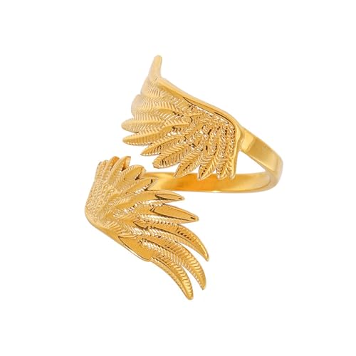 YUGSHNKFC Elegante Ringe Mit Flügelform Verstellbare Fingerringe Edelstahl Textur Geeignet Für Frauen Und Mann Trendy Look Party Schmuck von YUGSHNKFC
