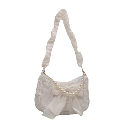 YUGSHNKFC Elegante Spitzen Falten Tasche Für Frauen Stilvolle Handtasche Mit Bogen Die Modische Nylon Schulter Weibliche Geldbörse Geschenk Multi Layer Fächer Detailliert von YUGSHNKFC