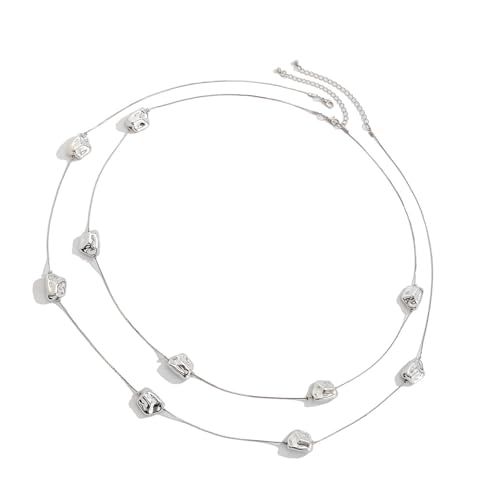 YUGSHNKFC Elegante Statement-Halskette, Verzierung, vielseitige lange Halskette mit unregelmäßigen Perlen, stilvolles Halsketten-Accessoire von YUGSHNKFC