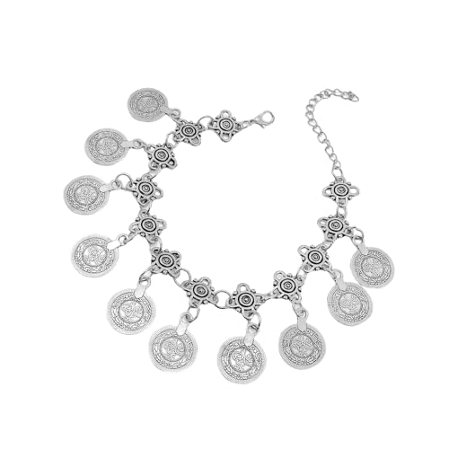 YUGSHNKFC Ethnische Stammesmünze Quasten Quellen Verstellbare Frauen Fußkette Mode Armreifen Für Strandpartys Und Lässige Outfits Verstellbare Fußkettchenkette von YUGSHNKFC