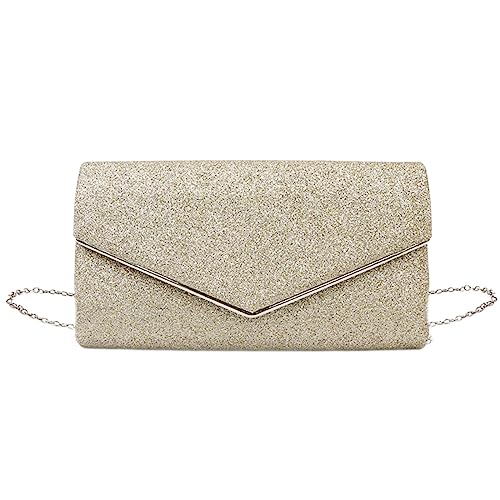 YUGSHNKFC Frauen Umhängetasche Formelle Abenddame Geldbörse Hochzeit Clutches Cocktail Prom Handtasche Champagner/Schwarz/Rot/Gold/Silber Clutches Hüllkurve Champagner/Schwarz/Rot/Gold/Silber von YUGSHNKFC