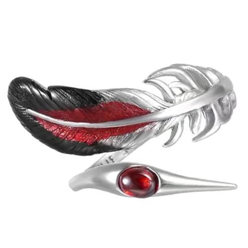 YUGSHNKFC Gefiederte Inspirierte Verstellbare Fingerringe Silberton Kupferschmuck Accessoire Für Frauen Männer Trendy Unisex Geschenke Ideen Retro Trendy Rings von YUGSHNKFC