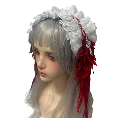 YUGSHNKFC Gothic Hair Accessoire Mit Weicher Spitze Und Metallkreuzen Dekoration Gothisches Spitzenhaarband Für Punkstile Kopfstücke von YUGSHNKFC
