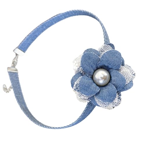 YUGSHNKFC Gothic-Halskette mit großer Blume, für Damen, Brautschmuck, verstellbar, für Hochzeit, Party, Halsschmuck für Frauen und Mädchen, Denim von YUGSHNKFC