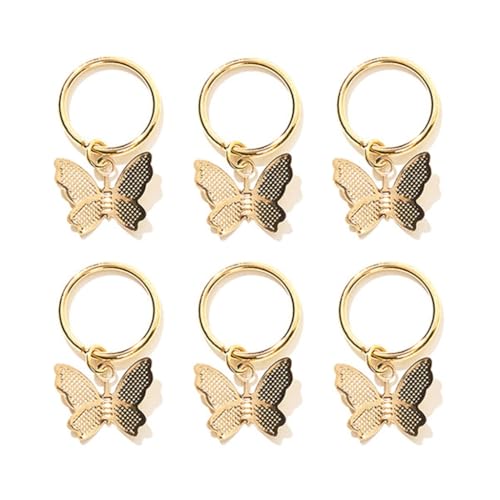 YUGSHNKFC Haarschmuck mit Schmetterlingen, Dreadlocks, Perlen, Haarschmuck, bunt, geflochten, Haarschmuck für Damen und Mädchen, 6 Stück von YUGSHNKFC