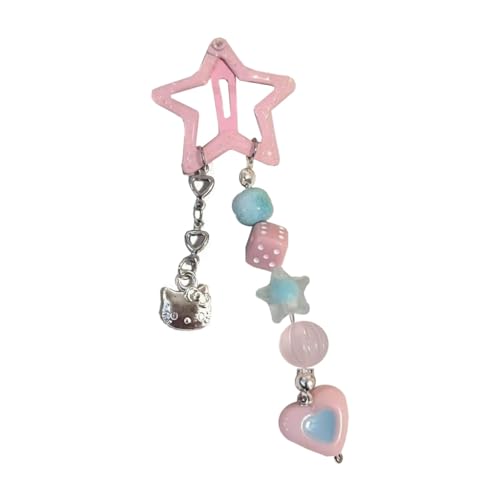 YUGSHNKFC Haarspange mit Perlenanhänger, Sterne, für Damen, Punk, Pony, Haarspange, Ästhetik, bunte Perlen, Anhänger, Haar-Accessoires YUGSHNKFC Haarspange mit Perlenanhänger, Sterne, für Damen, Punk, Pony, Haarspange, Ästhetik, bunte Perlen, Anhänger, Haar-Accessoires von YUGSHNKFC