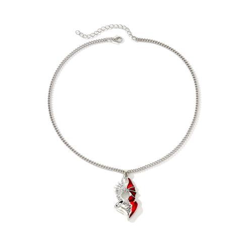 YUGSHNKFC Halskette mit Gothic-Herz-Anhänger, verstellbare Länge, stabile Legierung, Schmuck-Accessoire für trendige Jugendliche und Mode-Enthusiasten, Metall YUGSHNKFC Halskette mit Gothic-Herz-Anhänger, verstellbare Länge, stabile Legierung, Schmuck-Accessoire für trendige Jugendliche und Mode-Enthusiasten, Metall von YUGSHNKFC