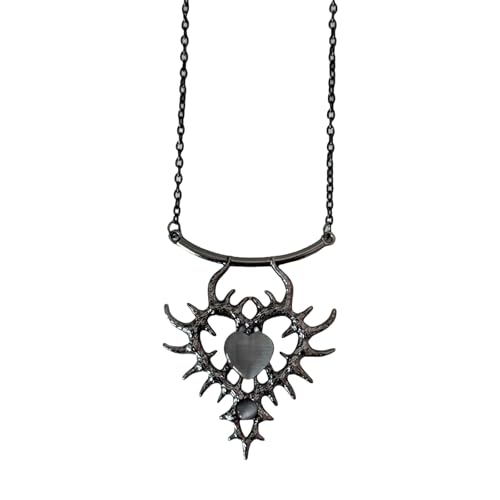 YUGSHNKFC Halskette mit Herz-Anhänger im Gothic-Stil, mit Strasssteinen, verstellbare Kette, Modeschmuck, Accessoire für Damen, Metall von YUGSHNKFC