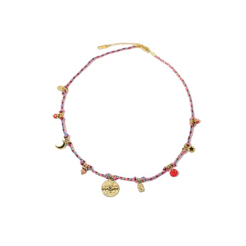 YUGSHNKFC Halskette mit Mond-Anhänger, Edelstahl, Naturstein, Schmuck, modische Statement-Halskette für den täglichen Gebrauch, Titanstahl von YUGSHNKFC