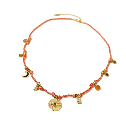 YUGSHNKFC Halskette mit Mond-Anhänger, Edelstahl, Naturstein, Schmuck, modische Statement-Halskette für den täglichen Gebrauch, Titanstahl von YUGSHNKFC