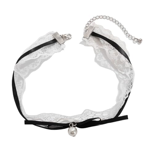 YUGSHNKFC Halskette mit Schleifen-Anhänger, modischer Charm, Schmuck-Accessoire für Damen, stabile Spitze, Glasmaterialien, Spitze + Band + Glas von YUGSHNKFC
