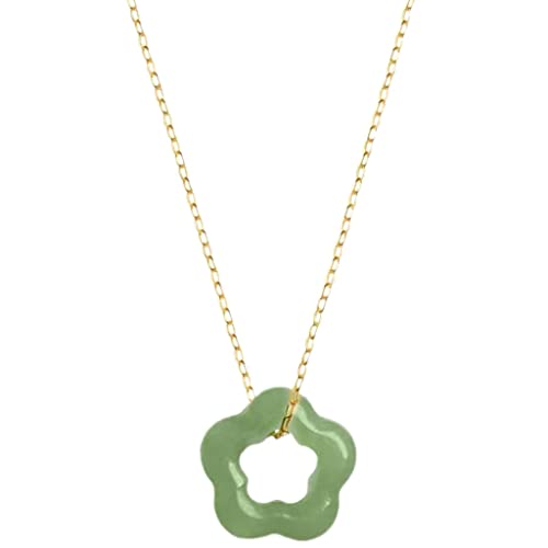 YUGSHNKFC Halskette mit hohlgeschnitztem Blumenanhänger, natürliche Hetian-Halskette, schlichter, zierlicher Choker, exquisiter Schmuck, Hetian Jade von YUGSHNKFC
