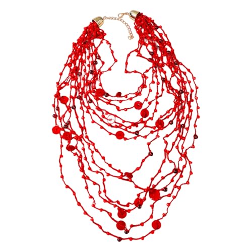 YUGSHNKFC Handgefertigte Perlen Halskette Benutzerfreundlicher Leichtmetallschmuck Leichte Perlen Neckkette Für Tägliche Kleidung & Partys Leichte Modekette von YUGSHNKFC