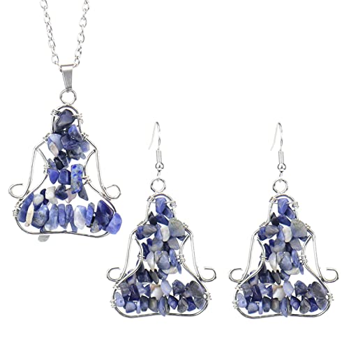 YUGSHNKFC Handgefertigter Schmuck für Damen, modisch, natürliche Kristall-Ohrringe, Halskette, handgefertigt für Stressabbau, Yoga, Meditation, Naturstein von YUGSHNKFC