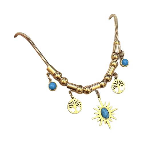 YUGSHNKFC Handwerkslebensymbol Halskette Retro Geometrisches Design Frauen Mode Bäume Anhänger Schmuck Accessoire Für Partys Retro Frauen Symbolischer Schmuck von YUGSHNKFC