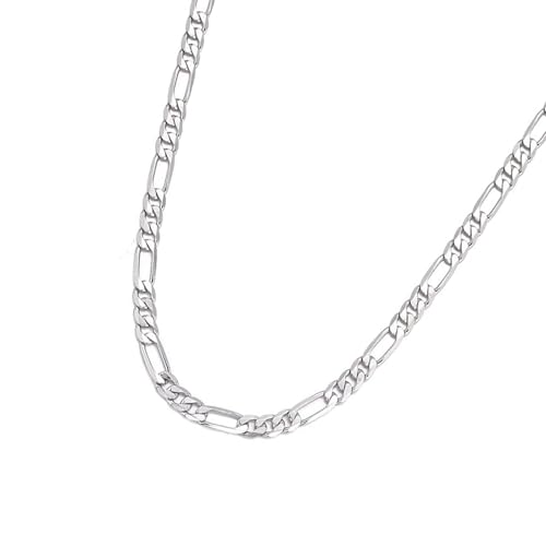 YUGSHNKFC Herren Silber Figaro Kette Halskette Polierte Glatte Brim von YUGSHNKFC