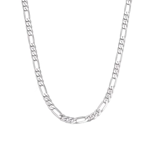 YUGSHNKFC Herren Silber Figaro Kette Halskette Polierte Glatte Brim von YUGSHNKFC