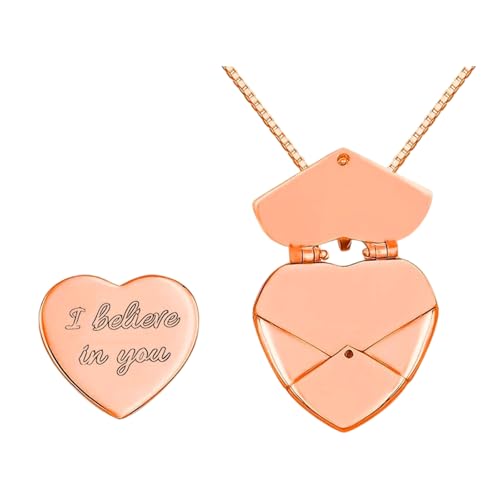 YUGSHNKFC Herzförmige Medaillon-Halskette aus Edelstahl, elegantes Design, tragbar für modische Frauen und besondere Anlässe, Kupfer + Edelstahl Liebesstück von YUGSHNKFC