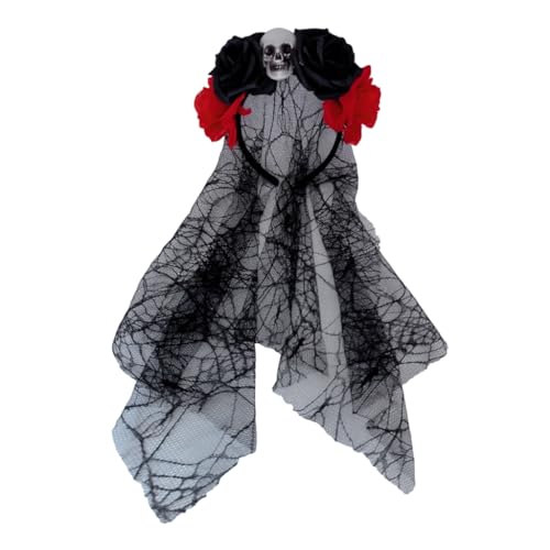 YUGSHNKFC Hexenschädel, dunkle Blume, Kopfbedeckung, Party, Halloween, Braut, Teufel, Totenkopf, Animation, Haarreifen für Live-Show, Rollenspiele von YUGSHNKFC