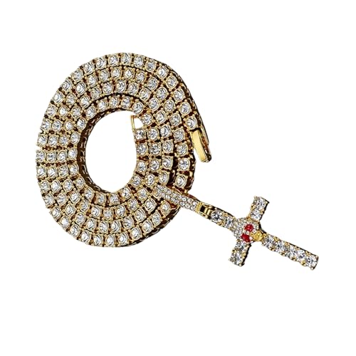 YUGSHNKFC Hip-Hop-Anhänger-Halskette, verstellbar, Street-Styles, Halsschmuck, modisches Accessoire, geeignet für Männer und Frauen, Strasssteine von YUGSHNKFC