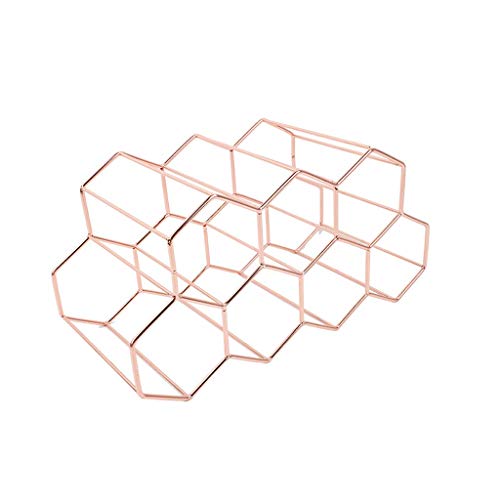 YUGSHNKFC Home Geometrisches Hexagon 6 Flasche Desktop Weinregal Freistehender Arbeitsplattenflaschenhalter Für Weinstaaten Metall 3 Farbringkasten Für Vorschlag Für Männer von YUGSHNKFC