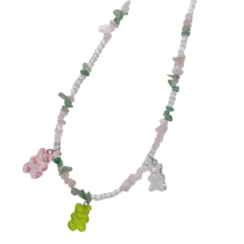 YUGSHNKFC Kurze Perlen-Halskette, handgewebt, Kunstperlen, Schlüsselbeinkette, bunte Blumen, für Mädchen und Frauen, Perlen von YUGSHNKFC