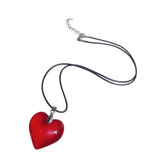 YUGSHNKFC Minimalistische Liebesform Pendell Halskette Mit Harz Und Verstellbarer Lederkordmodik Accessoire Spiritueller Heilungsschmuck von YUGSHNKFC