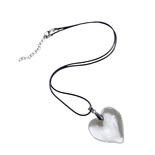 YUGSHNKFC Minimalistische Liebesform Pendell Halskette Mit Harz Und Verstellbarer Lederkordmodik Accessoire Spiritueller Heilungsschmuck von YUGSHNKFC