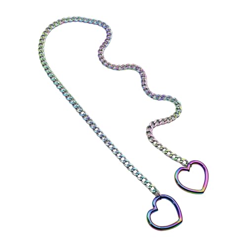 YUGSHNKFC Mode Slip Chain Halskette Doppelte Herz Anhänger Heckchain Stylish Alltags Mode Accessoire Für Trendsetters von YUGSHNKFC