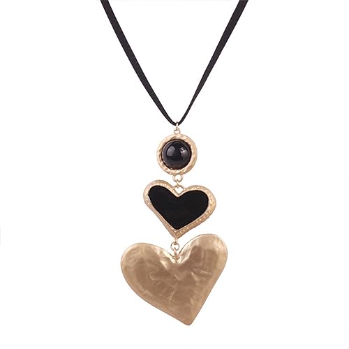 YUGSHNKFC Mode Übertriebene Herz Anhänger Halskette Vintage Schlüsselblattkette Einfacher Schwarzes Seil Halskette Statement Schmuck Schmuck YUGSHNKFC Mode Übertriebene Herz Anhänger Halskette Vintage Schlüsselblattkette Einfacher Schwarzes Seil Halskette Statement Schmuck Schmuck von YUGSHNKFC