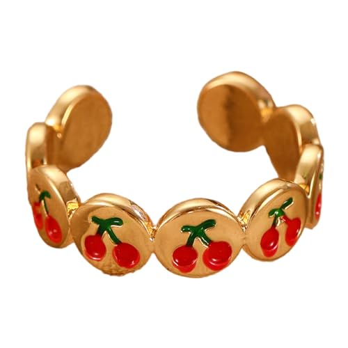 YUGSHNKFC Moderne Kirschenringe Datum Schmuck Komfortable Ringe Einstellbare Kupferstruktur Geeignet Für Trendige Jugendliche Frauen Modeschmuck Geeignet von YUGSHNKFC