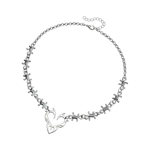 YUGSHNKFC Modische, einzigartige Dornen-Halskette in Herzform, Flammen-Accessoire für trendige Frauen, modisch, stabile Metalllegierung von YUGSHNKFC