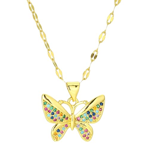 YUGSHNKFC Modische Halskette mit Schmetterlings-Anhänger, exquisites Halsband, Schlüsselbeinkette, Statement-Schmuck, Halskette für Damen und Mädchen, Edelstahl YUGSHNKFC Modische Halskette mit Schmetterlings-Anhänger, exquisites Halsband, Schlüsselbeinkette, Statement-Schmuck, Halskette für Damen und Mädchen, Edelstahl von YUGSHNKFC