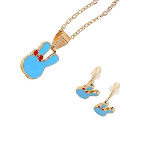YUGSHNKFC Modisches Hasen-Ohrring- und Halsketten-Set aus robusten Legierungsmaterialien, ideal für tägliche Outfits und Feiern, stilvoller Partyschmuck, Einheitsgröße, Wie beschrieben, Wie von YUGSHNKFC