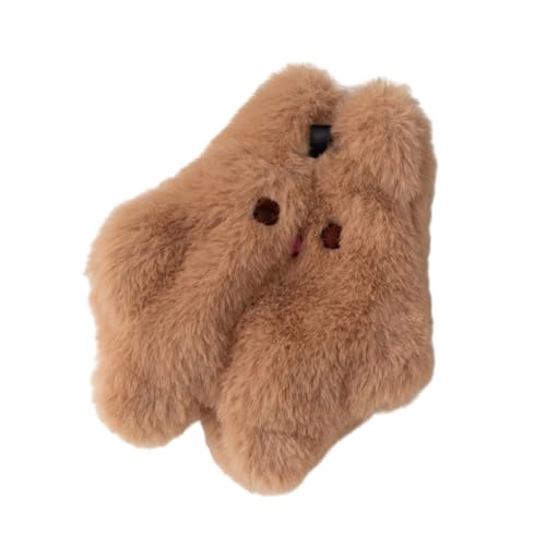 YUGSHNKFC Münzgeldbörse für Damen, Motiv: pelzige Kaninchen, weicher Plüsch, Make-up-Koffer, Kulturbeutel, Aufbewahrungstasche, Kartenhalter, Kosmetiktasche, Kaffeebraun von YUGSHNKFC