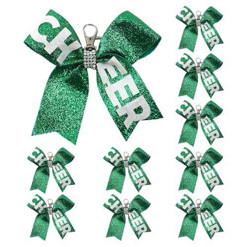 YUGSHNKFC Pack Von 10 Jubel Bowknot Schlüsselanlagen Rassestones Accent Keyrings Anhänger Für Teen Girls Cheerleading Sports Accessoires von YUGSHNKFC