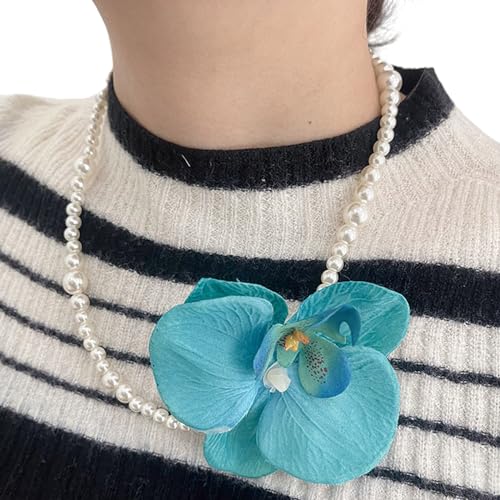 YUGSHNKFC Perlenperlen Halskette Blumenform Neckkette Bunte Motten Orchideen Blütenblüten Kollarbone Kette Ornament von YUGSHNKFC