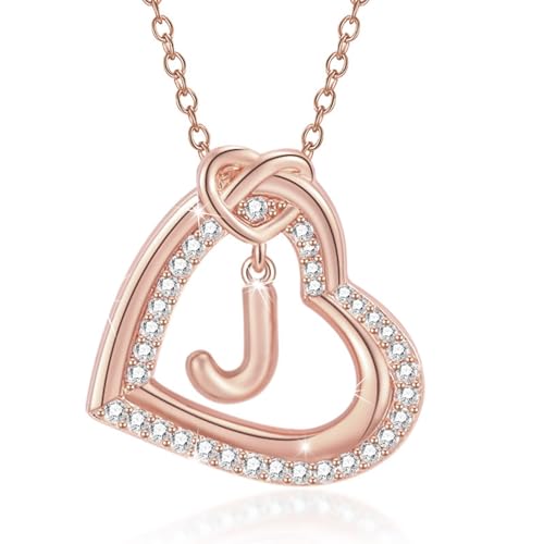 YUGSHNKFC Personalisierbare Halskette mit Initialen-Herz-Anhänger mit funkelnden Zirkonia, für modische Frauen und Paare, Freizeitkleidung von YUGSHNKFC
