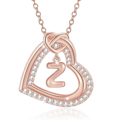 YUGSHNKFC Personalisierbare Halskette mit Initialen-Herz-Anhänger mit funkelnden Zirkonia, für modische Frauen und Paare, Freizeitkleidung von YUGSHNKFC