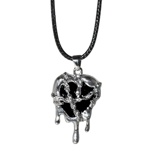 YUGSHNKFC Punk Vintage Unregelmäßige Kristall Herz Halskette für Damen Herren Lederseil Schlüsselbeinkette Halloween Schmuck Zubehör, Seil aus Metalllegierung von YUGSHNKFC